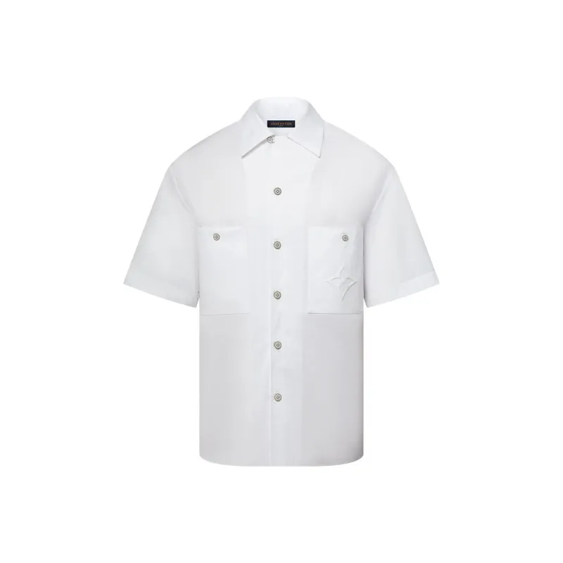Lv Signature Short Sleeved Cotton Shirt-0