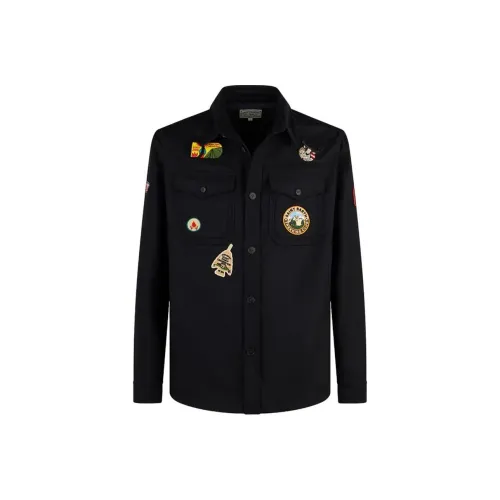 MC2 Saint Barth Patch detail Felted Shirt Jacket
