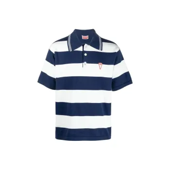 KENZO Logo Patch Short Sleeved Striped Polo Shirt