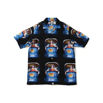 A BATHING APE Invasion Rayon Open Collar Tee