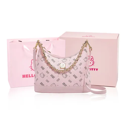 MESUCA Sanrio Pieces Kitty Series PU Portable Crossbody Bag, Shoulder Bag Women's Pink/Brown/Milk Tea