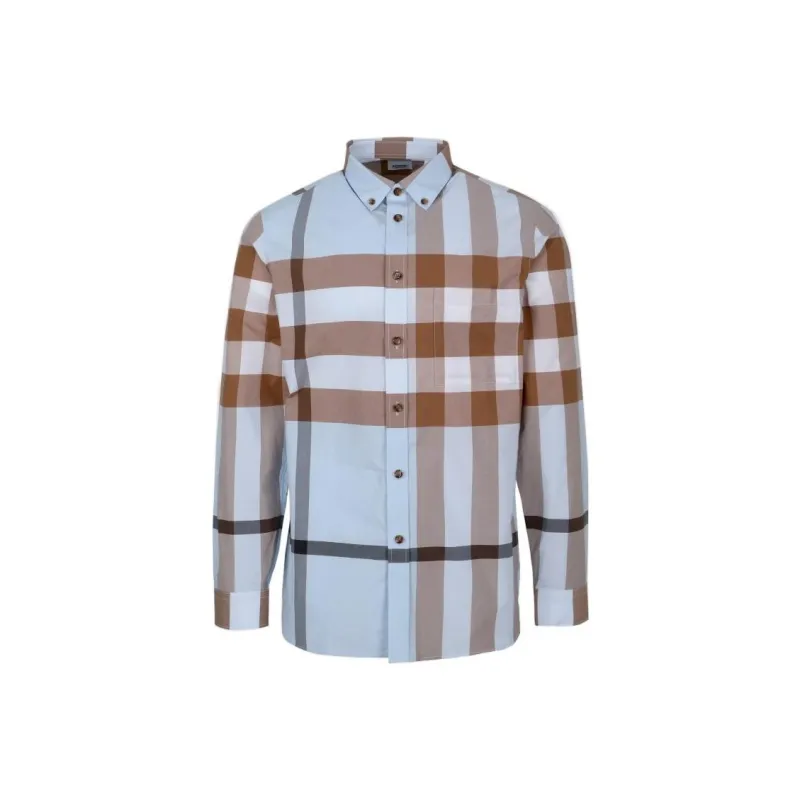 Burberry Slim Fit Check Stretch Cotton Poplin Shirt-0