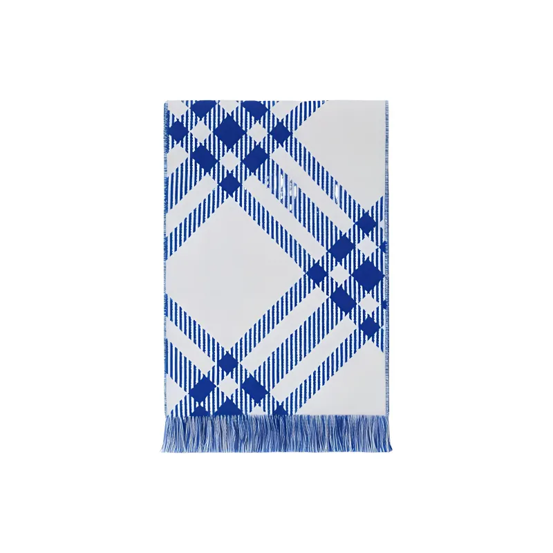 Burberry Checked Fringed Knit Scarf-2