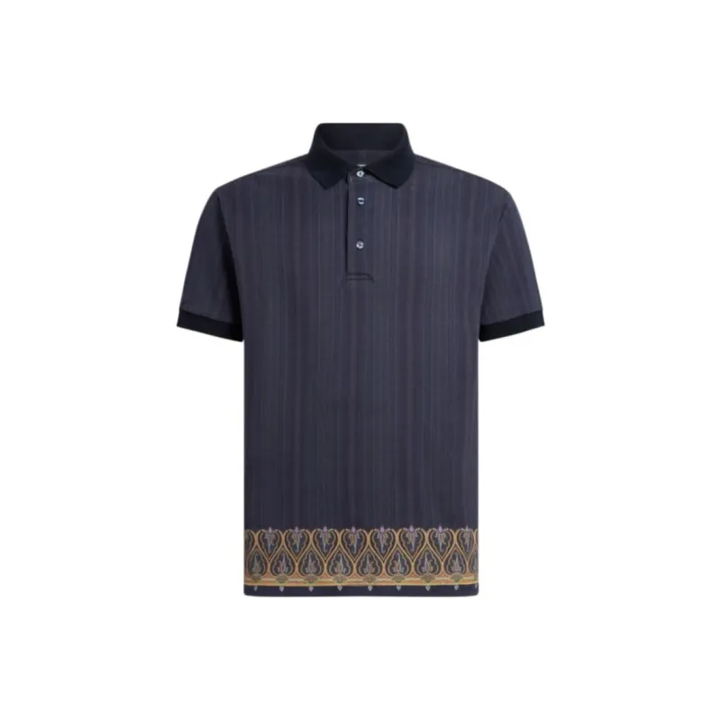 ETRO Striped Short Sleeved Polo Shirt-0