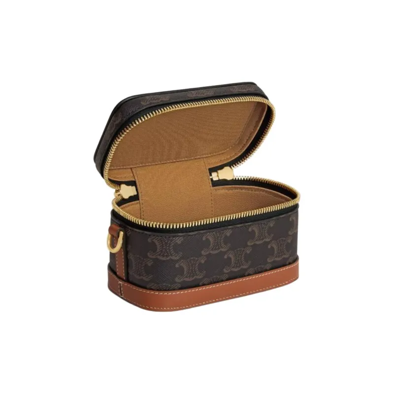 CELINE Triomphe Canvas Shoulder Bag, Crossbody Bag, Handbag Mini Women's Umber-3