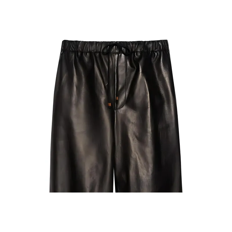 GUCCI Solid Color Shiny Mid-Rise Elastic Cuff Men's Black-5