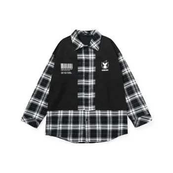 GENANX Shirt Unisex Black White Plaid