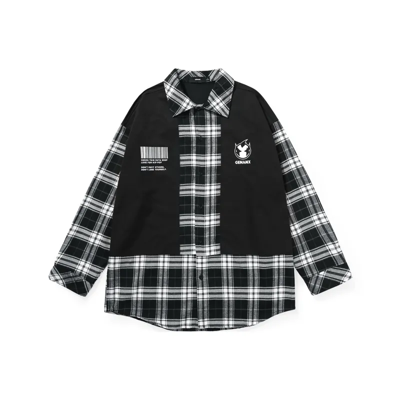 GENANX Shirt Unisex Black White Plaid-0