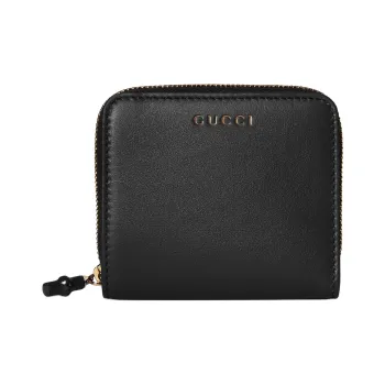 GUCCI Soft Leather Wallet Small Size Women's Black