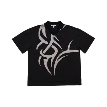Jaded London Drift Series Drift Collection Tattoo Football Polo Shirt Polo Shirt Men's Black