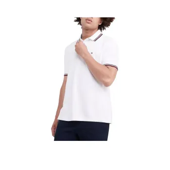 Tommy Hilfiger Regular Fit Tipped Polo Polos Fresh White Polo Shirt Men's White