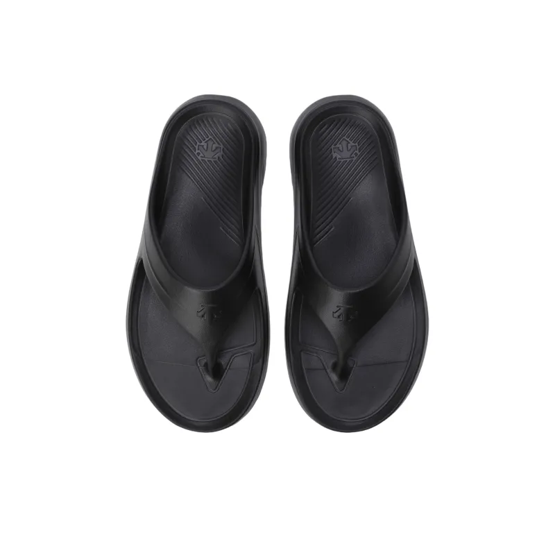 DESCENTE D Wave Abrasion Resistant Slip Resistant Flip Flops Unisex Black-3