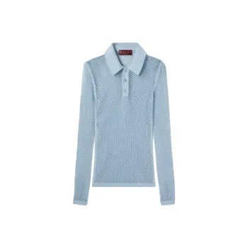GUCCI Embossed Technical Mesh Polo Top