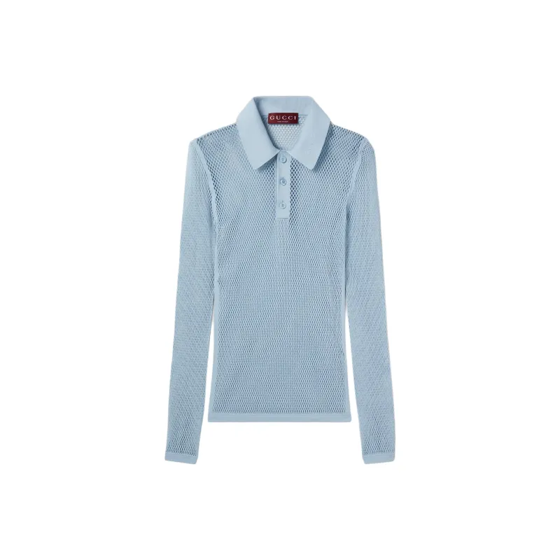 GUCCI Embossed Technical Mesh Polo Top-0