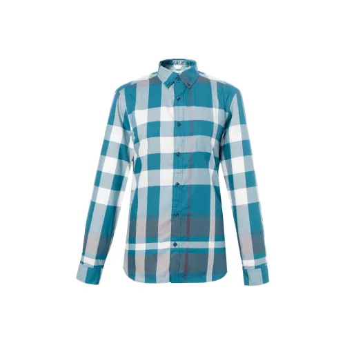 Burberry Men's Check Button-Up Long-Sleeve Shirt Green