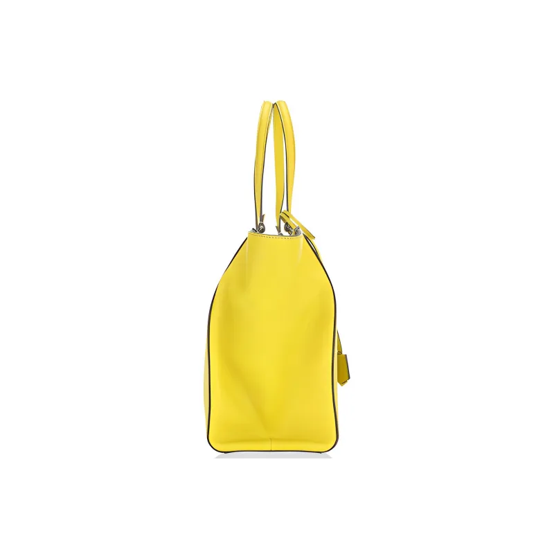 FENDI Textured Leather Handbag Women's Yellow-1