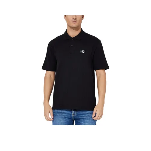 Calvin swim Logo patch Check pattern Polo Shirt