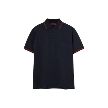 GUCCI Logo Embroidered Short Sleeve Polo Shirt
