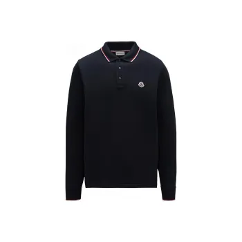 Moncler Logo Patch Long Sleeved Polo Shirt