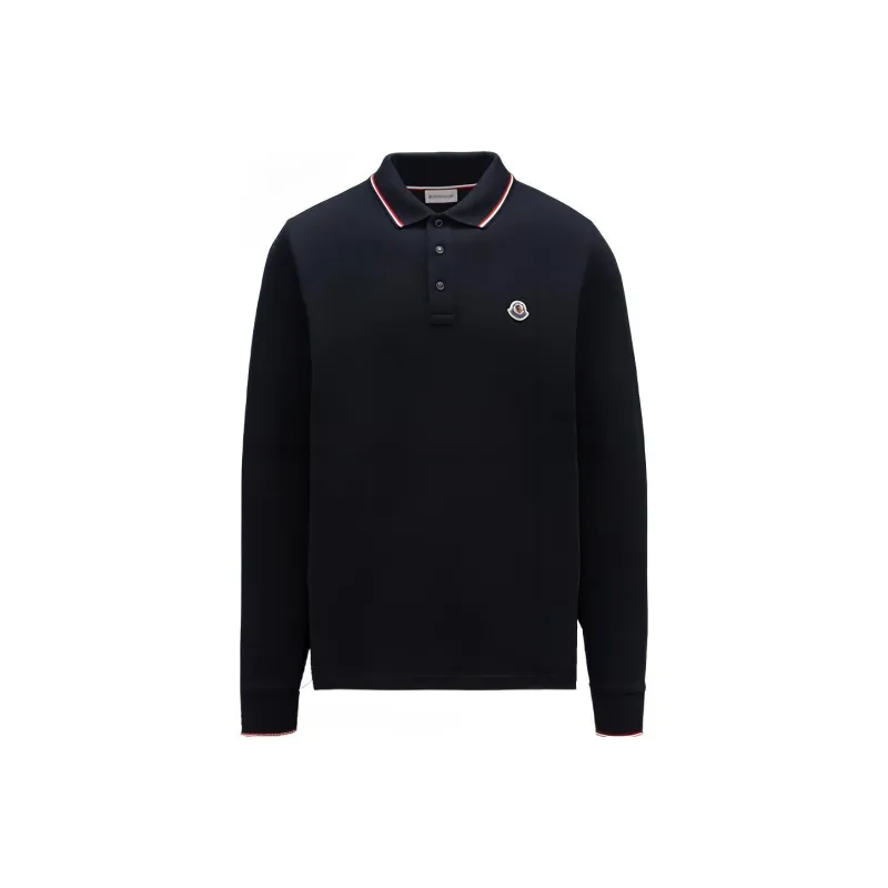Moncler Logo Patch Long Sleeved Polo Shirt-0
