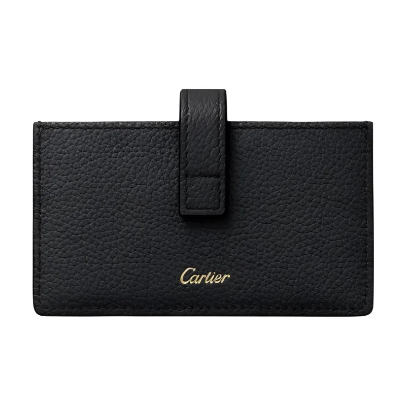CARTIER Trinity Series Grain Cow Leather Wallet, Card Holder Women's Black-1