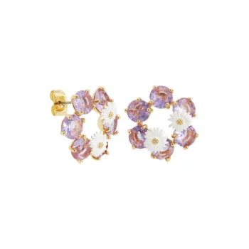 LES NEREIDES Gold Plated Brass, Enamel, Glass Earrings Women's Purple