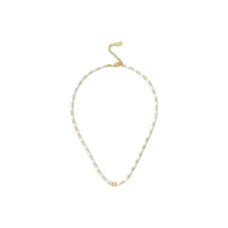 COACH Glass, Copper Faux Pearl Necklaces Women's Gold-0