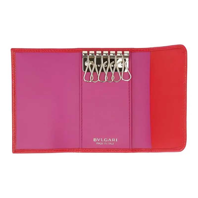 BVLGARI Nappa Leather Key Pouch Regular Women's Red-2