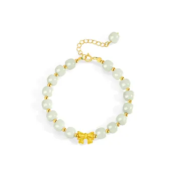 Lao Feng Xiang Hetian Jade Bracelets Pale Greenish White Jade Women's