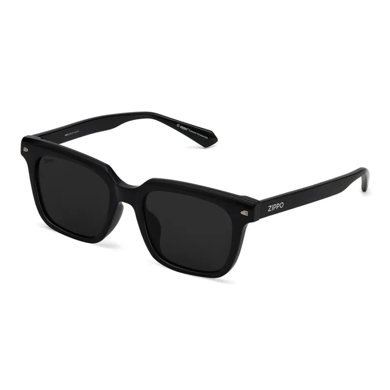 ZIPPO Plate Frame TR90 Square Sunglasses Unisex Black/Transparent Gray-0
