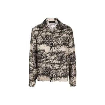AMIRI Floral Aloha Long Sleeve Bowling Shirt