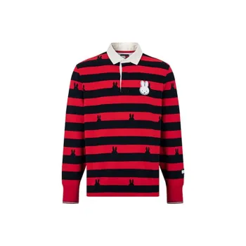 Miffy X Tommy Hilfiger Polo Shirts Unisex Red Blue Stripes XLG
