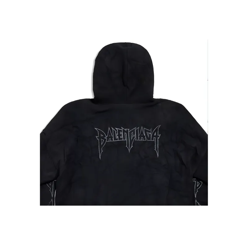 Balenciaga Paris Moon Crinkled Hoodie Large Fit-3
