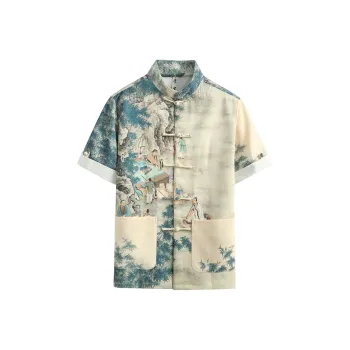 XUANSHENG Shirt Men's The Seven Sages Of The Bamboo Forest
