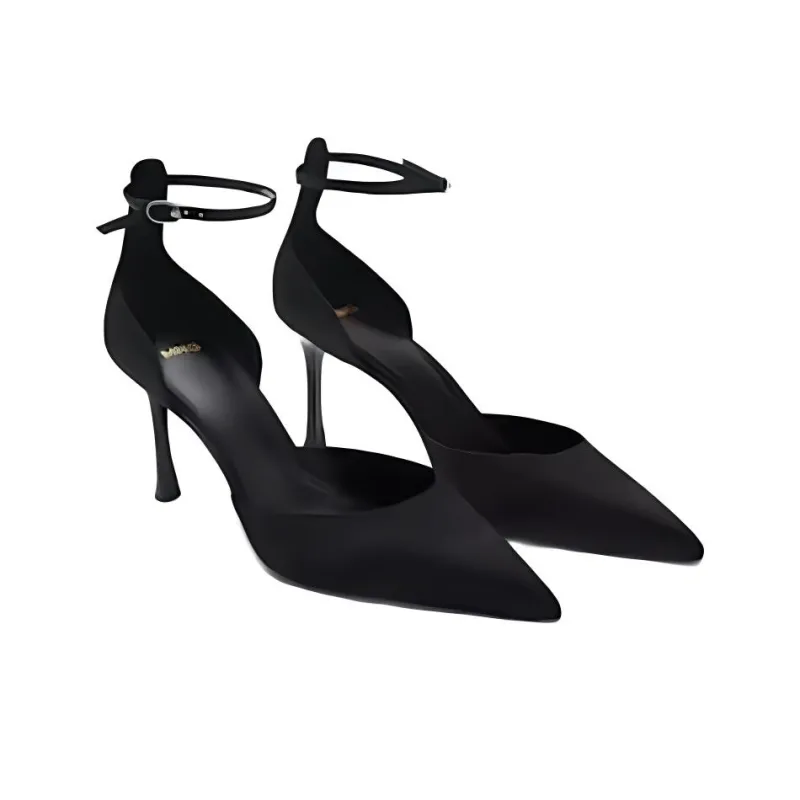 MANGO Slim Heel High Heels 7cm Women's Black-3