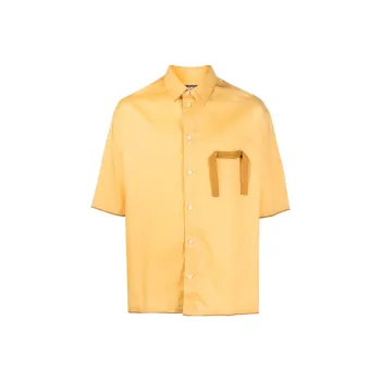 Jacquemus La Chemise Cabri Grosgrain Logo Short Sleeve Shirt