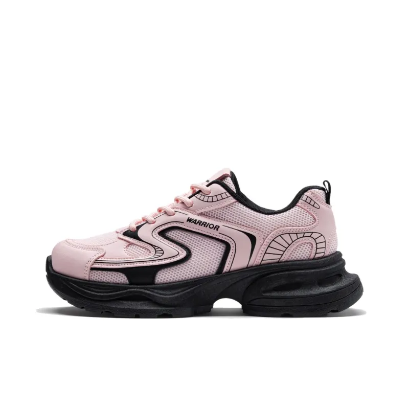 Warrior Anti Slip And Wear Resistant Height Increasing Low Top Chunky Sneakers Women's Pink Black-0