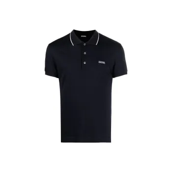 Zzegna Logo Embroidered Short Sleeved Polo Shirt