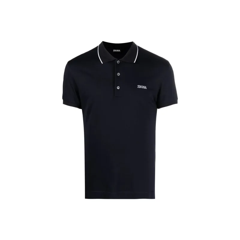 Zzegna Logo Embroidered Short Sleeved Polo Shirt-0