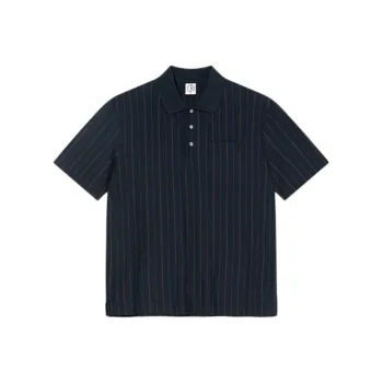 POLAR SKATE CO SS25 Polo Shirt Men's Blue Brown Stripes