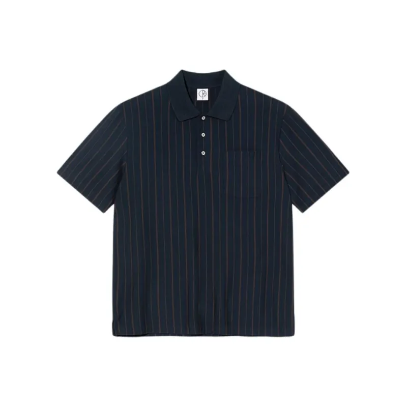 POLAR SKATE CO SS25 Polo Shirt Men's Blue Brown Stripes-0
