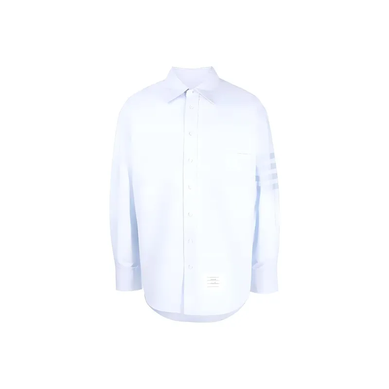 THOM BROWNE Striped Collared Button Up Shirt-0