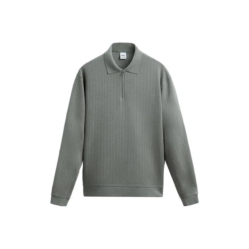 ZARA Polo Shirt Men's Medium Green-0