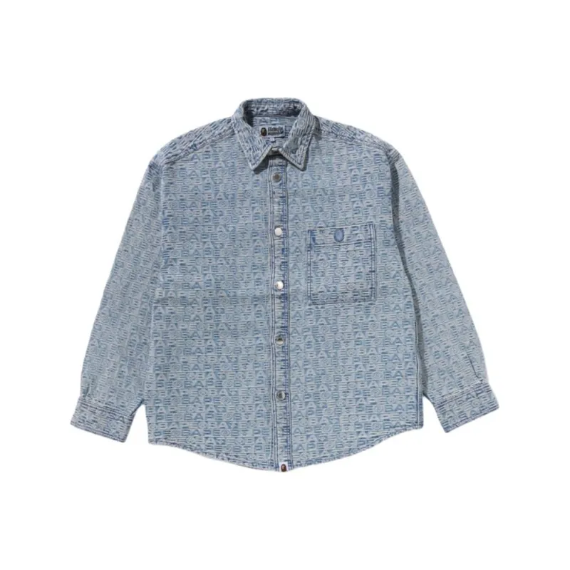 A BATHING APE Lux Sport Pattern Jacquard 10oz Denim Shirt-2