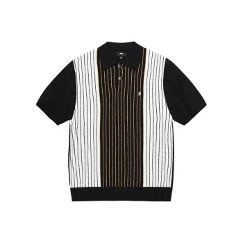 Stussy Textured Striped Short Sleeved Polo Shirt