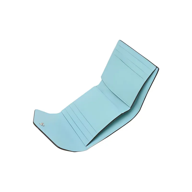 COACH Wyn Grained Calfskin Card Holder Wallet Small Size Women's Cyan-4