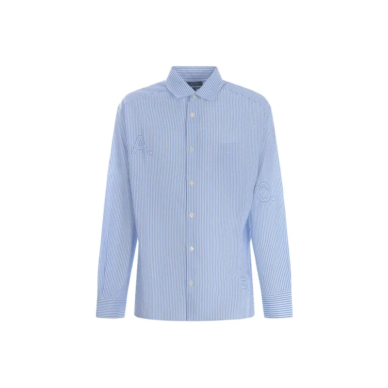 A.P.C Malo Striped Curved Hem Shirt-0