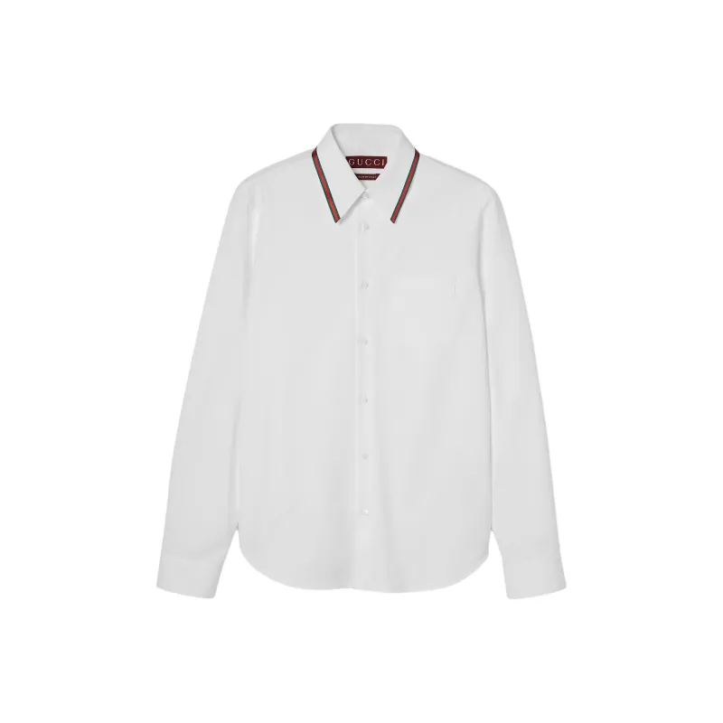 GUCCI Web Stripe Trim Oxford Shirt-0