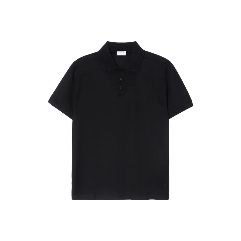 SAINT LAURENT Cassandre Logo Embroidered Polo Shirt-0
