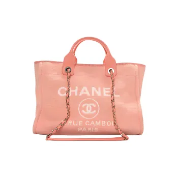 CHANEL Mixed Fiber Tote Bag, Shopping Bag, Shoulder Bag, Handbag Medium Size Women's Light Orange